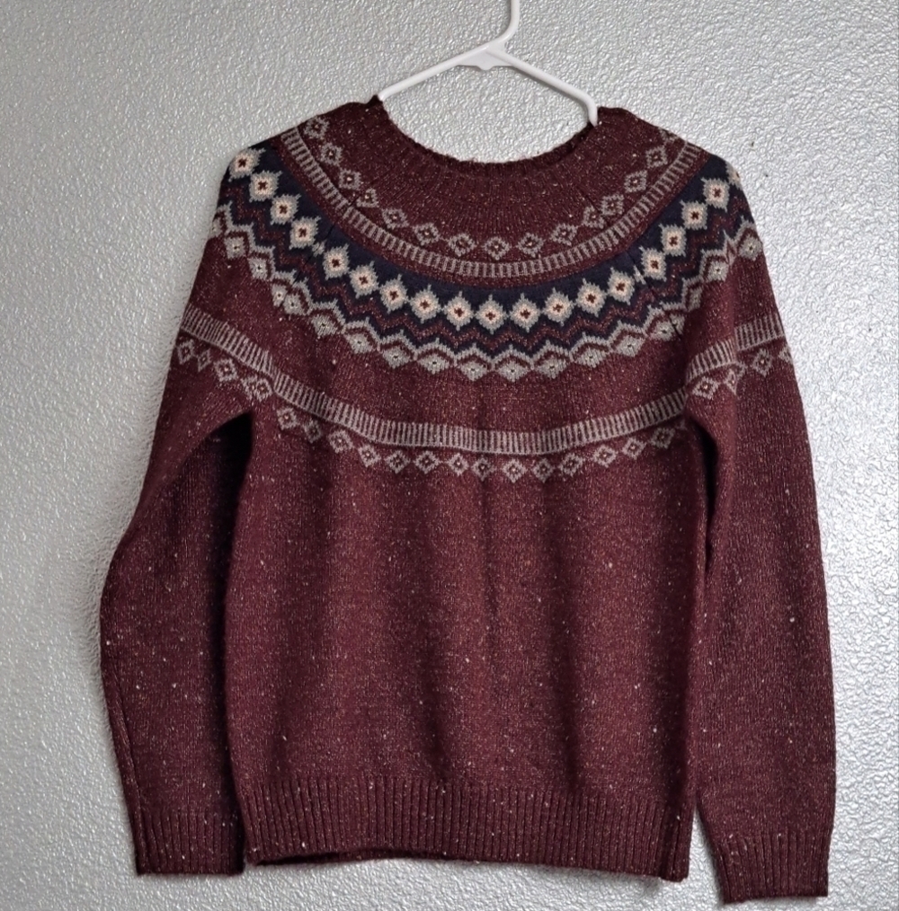 Vintage Weatherproof Fair Isle Burgundy Sweater